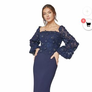 Long formal Terani navy blue dress size 6